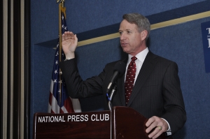 Kirk Lippold, former commander of the USS Cole, speaks at the National Press Club on July 10, 2012
